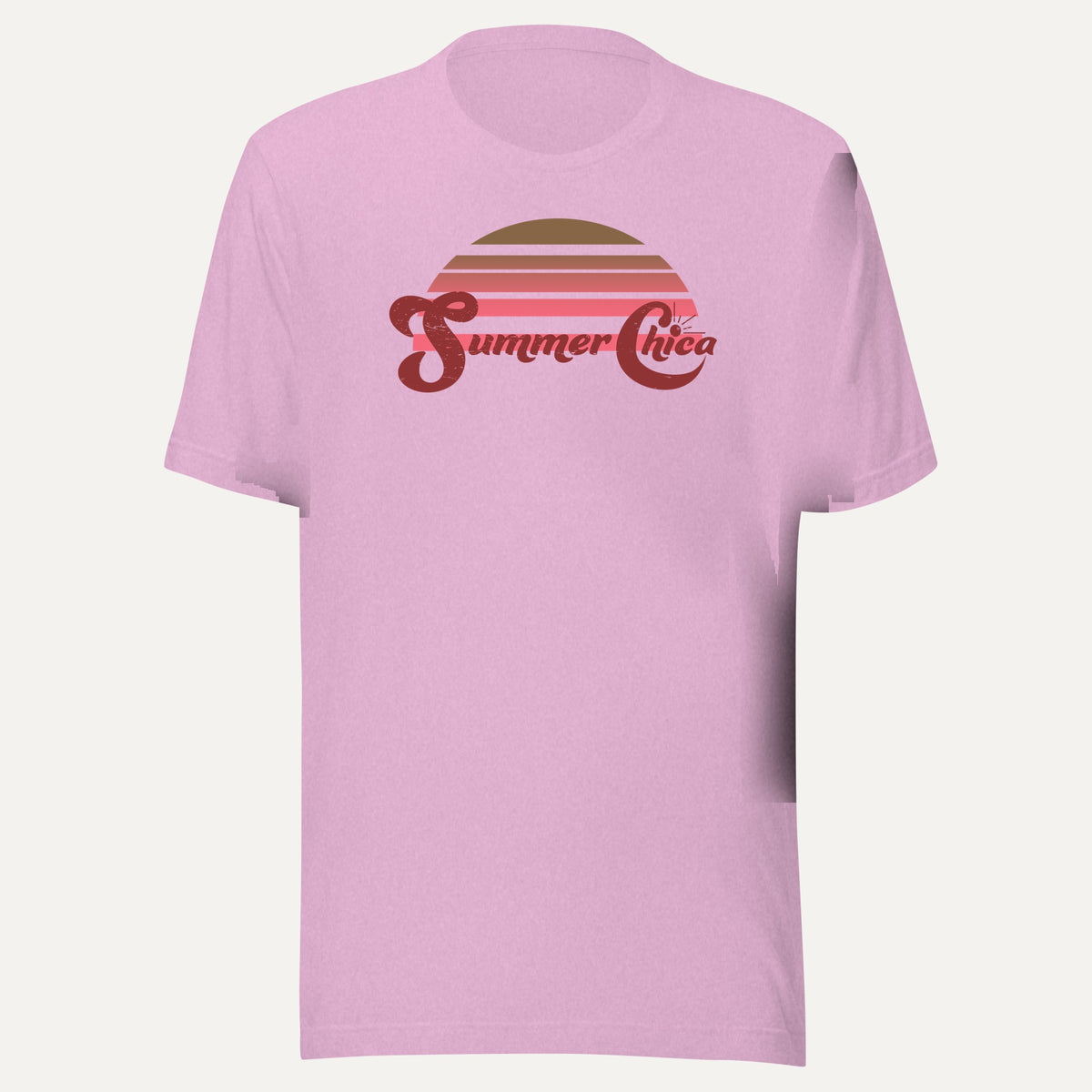 Summer Chica Sunset Short Sleeve Tee in Heather Prism Lilac, front view