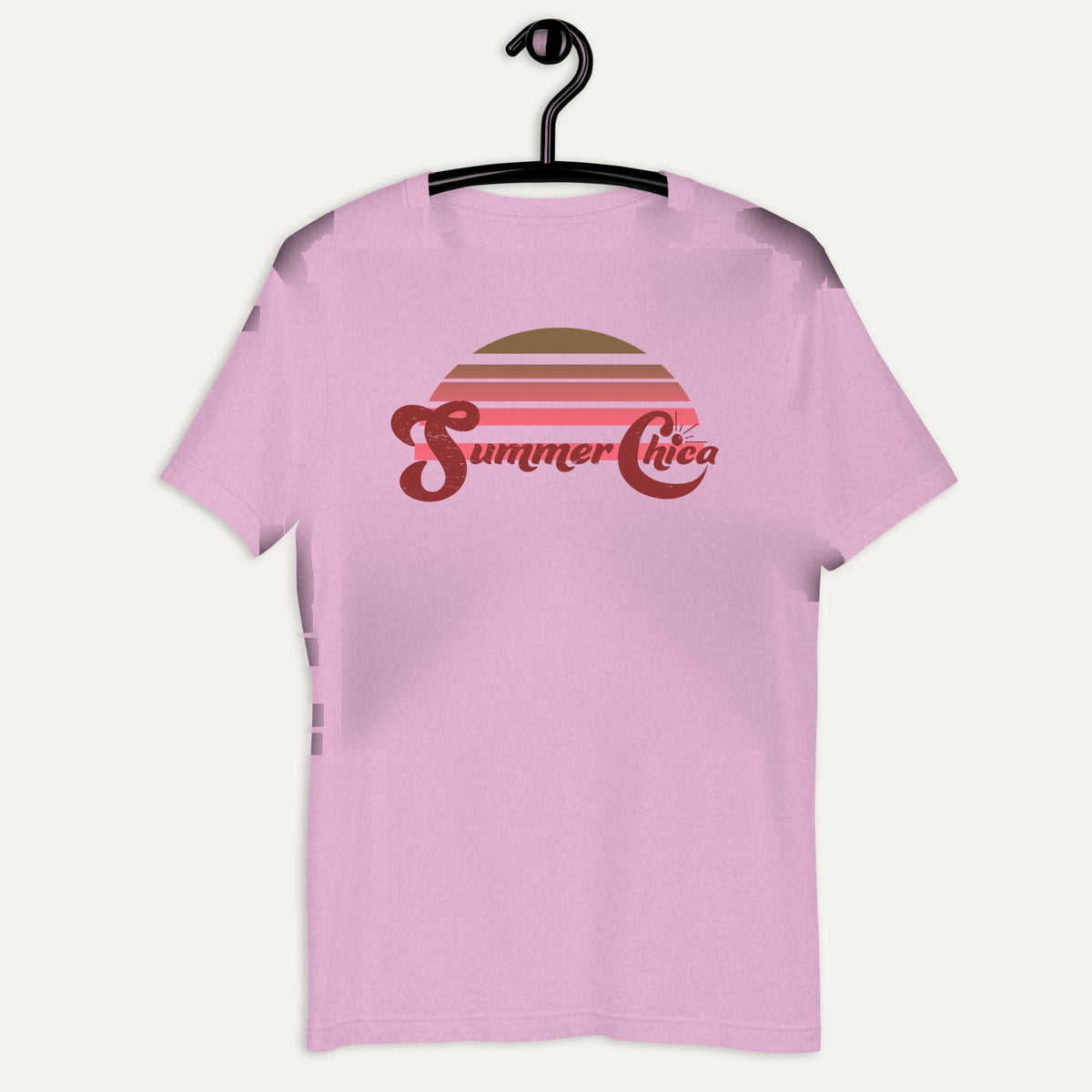 Summer Chica Sunset Short Sleeve Tee in Heather Prism Lilac, on hanger