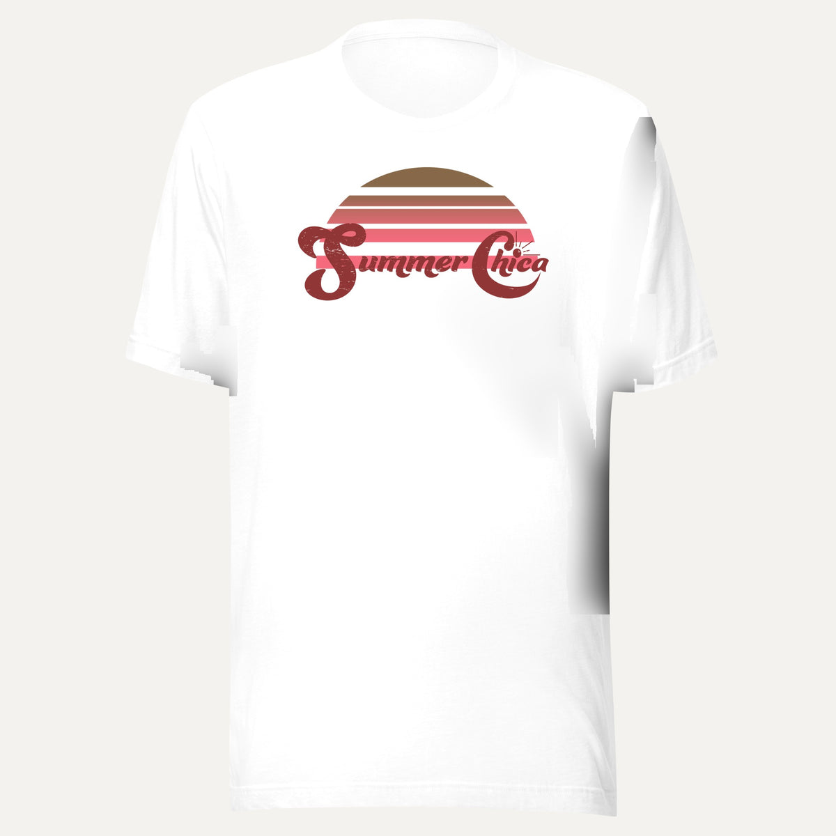 Summer Chica Sunset Short Sleeve Tee in White, front view