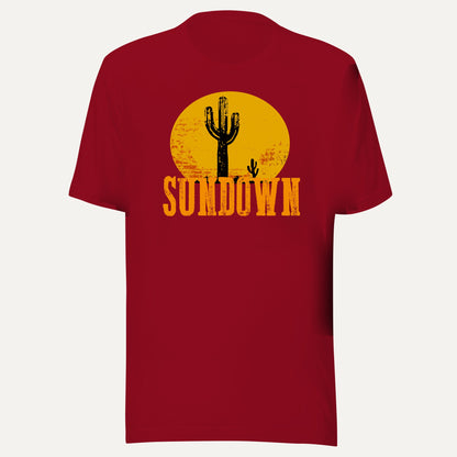 Sundown Cactus Short Sleeve Tee in Cardinal, front view