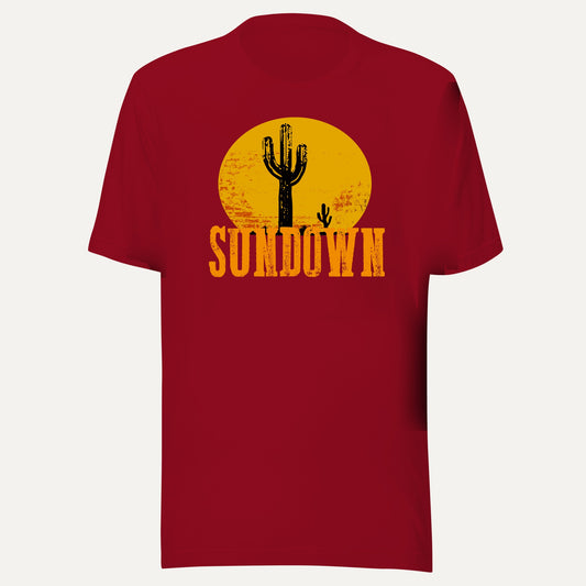 Sundown Cactus Short Sleeve Tee in Cardinal, front view