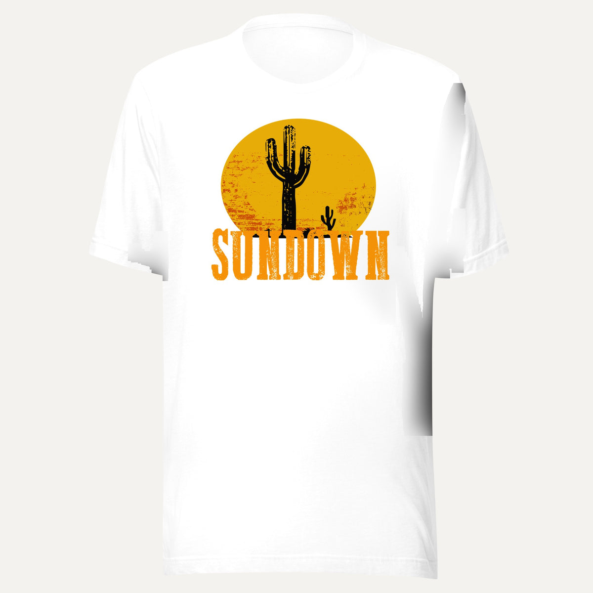 Sundown Cactus Short Sleeve Tee in White, front view