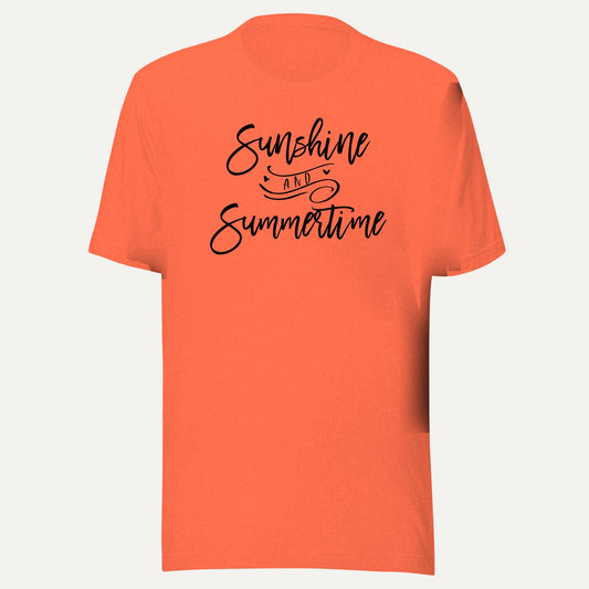 Sunshine And Summertime Short Sleeve Tee in Heather Orange, front view