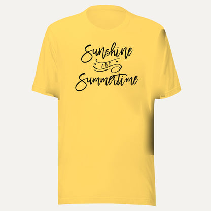 Sunshine And Summertime Short Sleeve Tee in Yellow, front view
