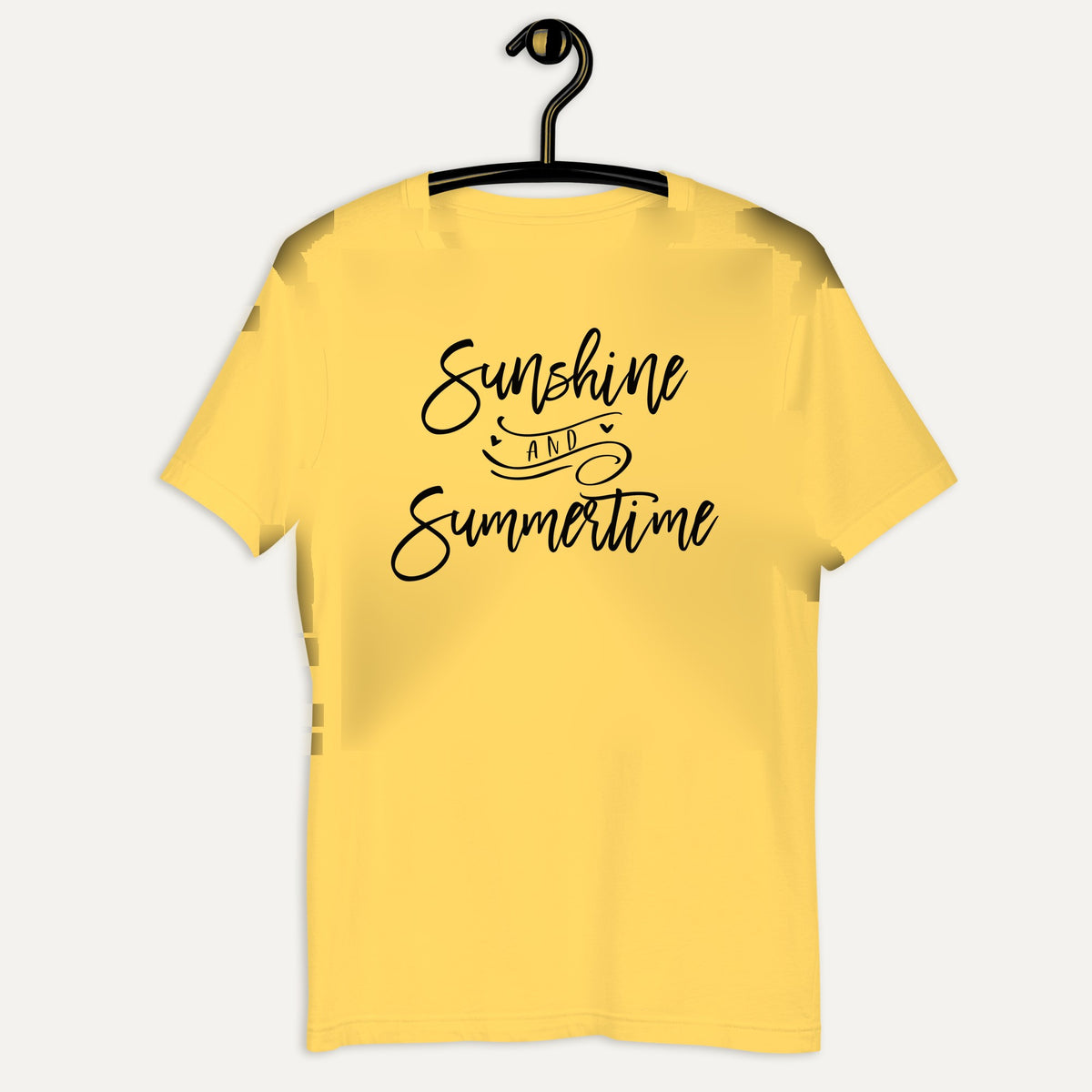 Sunshine And Summertime Short Sleeve Tee in Yellow, on hanger
