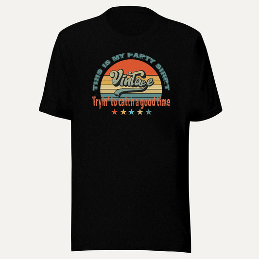 This Is My Party Shirt Short Sleeve Tee in Black Heather, front view