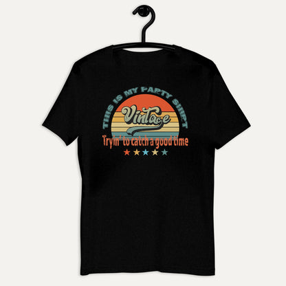 This Is My Party Shirt Short Sleeve Tee in Black Heather, on hanger