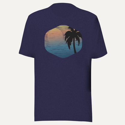 Tropical Sunset Short Sleeve Tee in Heather Midnight Navy, front view