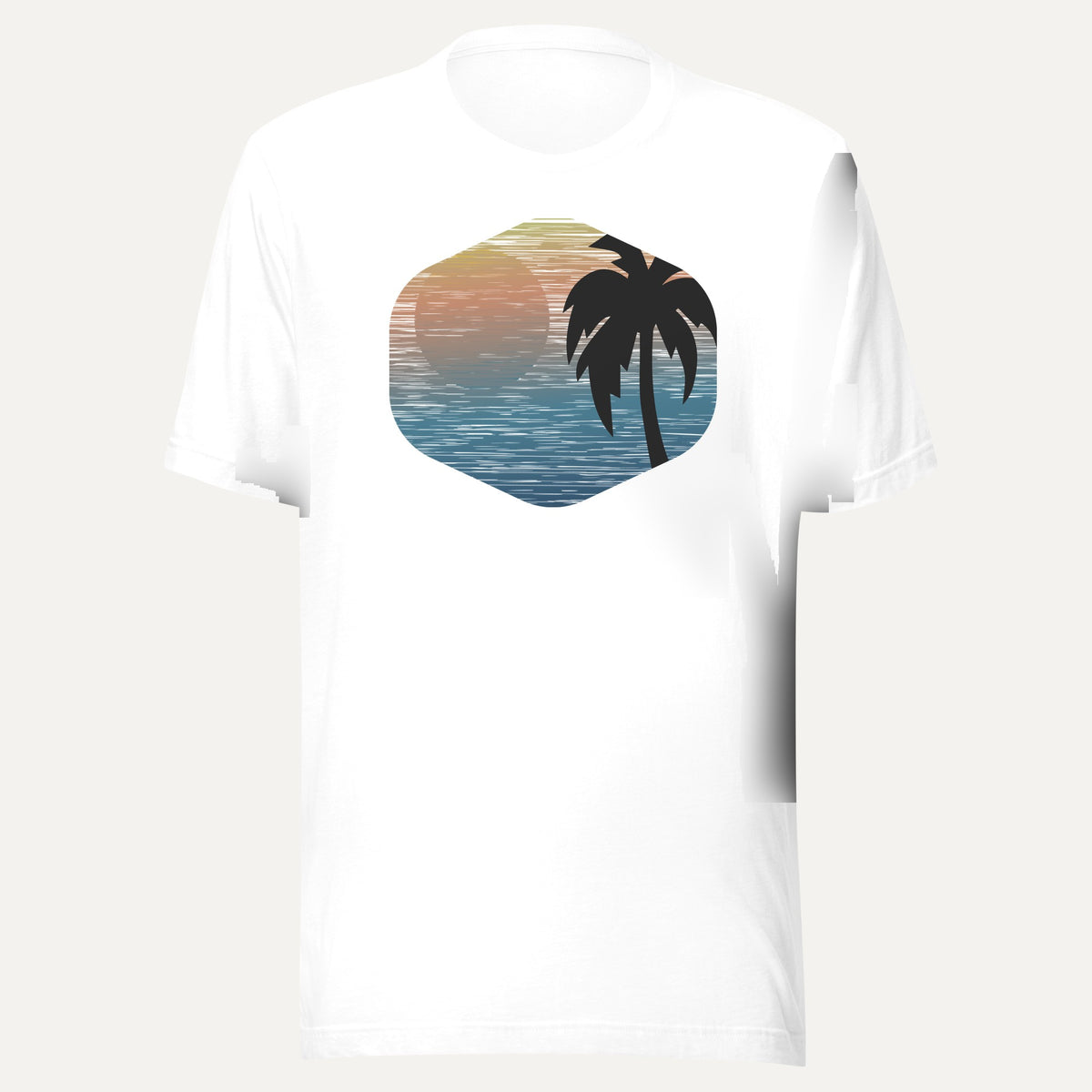 Tropical Sunset Short Sleeve Tee in White, front view