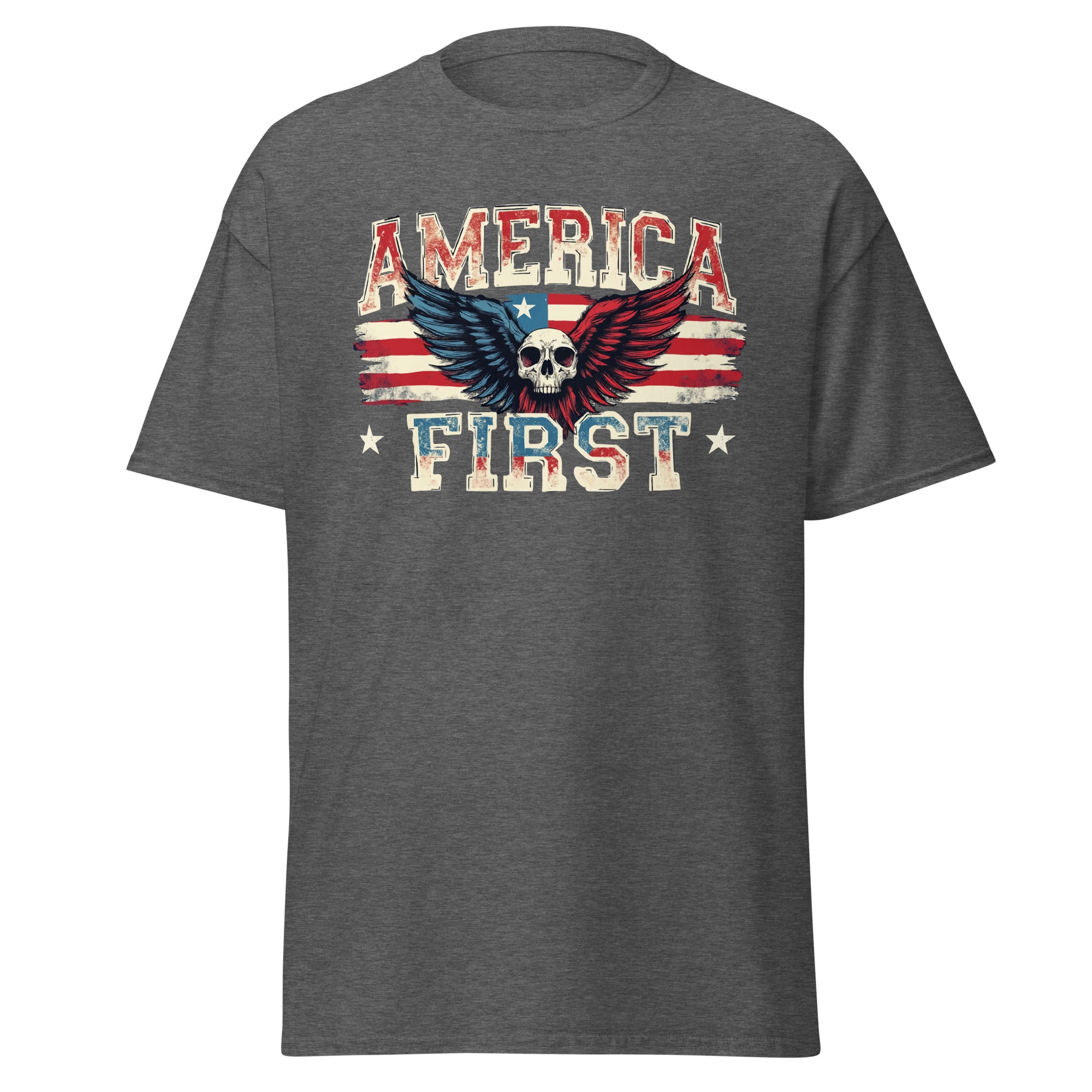 America First Flying Skull Classic Tee, Gildan shirt – Indigo's Curve