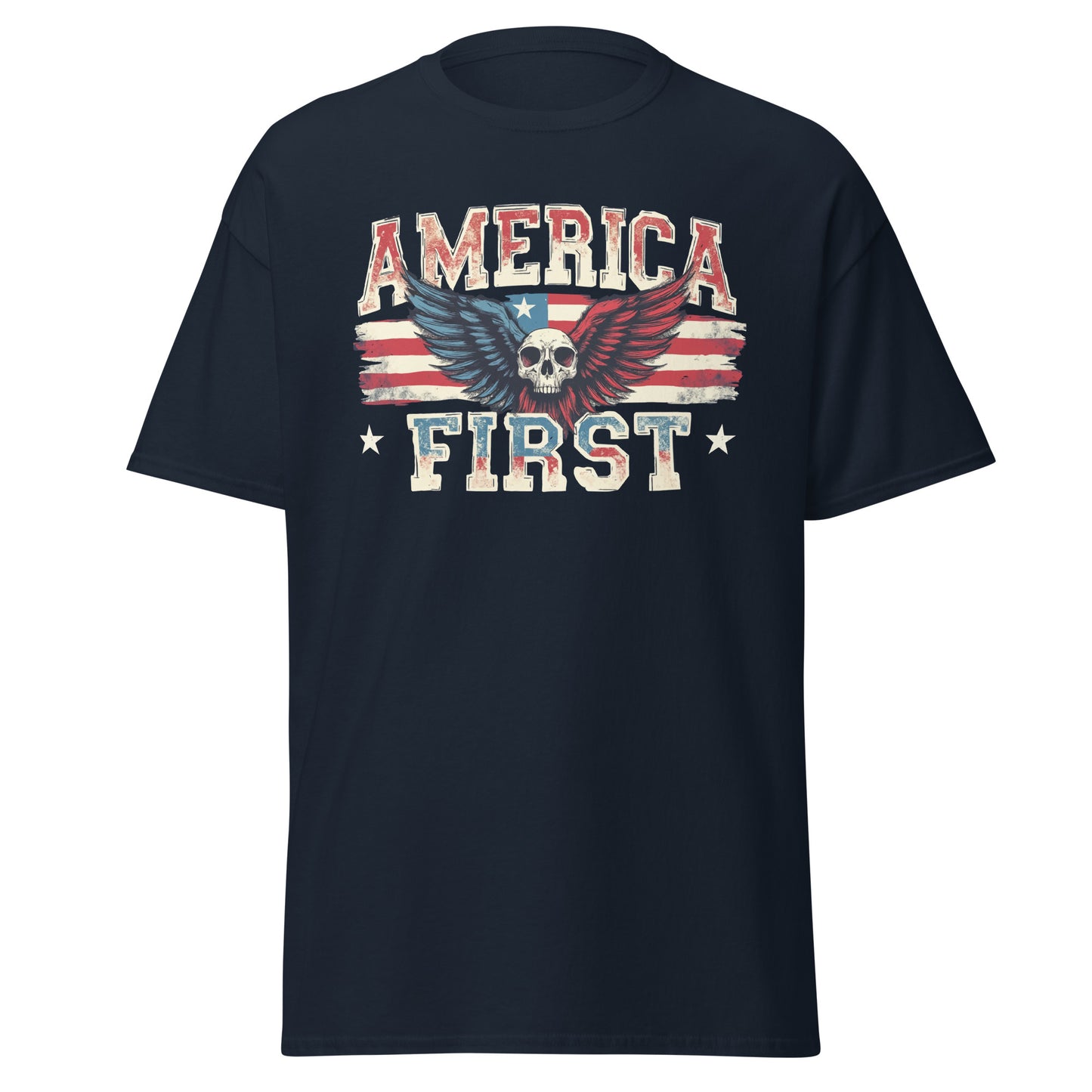 America First Flying Skull Classic Tee, Gildan shirt