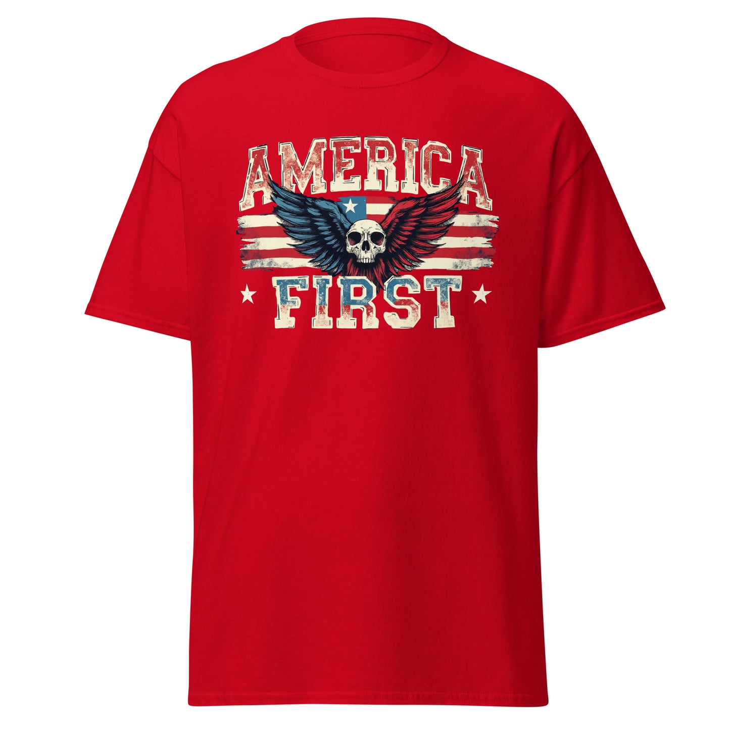 America First Flying Skull Classic Tee, Gildan shirt