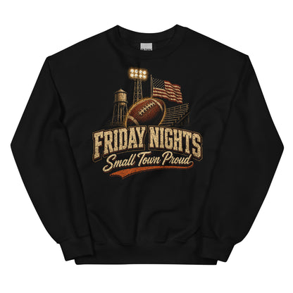 Friday Nights Small Town Proud crewneck sweatshirt in Black, front