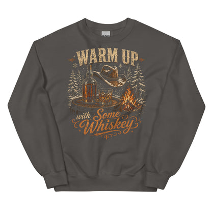 Warm Up With Some Whiskey crewneck sweatshirt in Charcoal, front