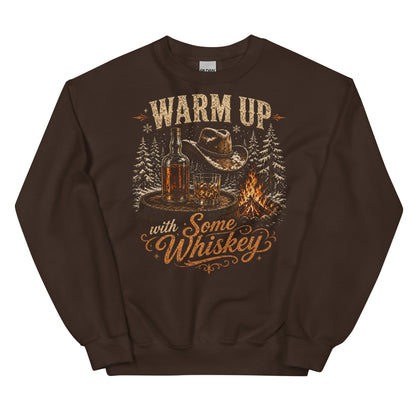 Warm Up With Some Whiskey crewneck sweatshirt in Dark Chocolate, front