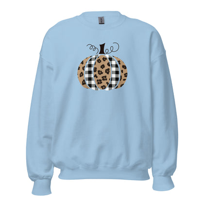 Plaid And Cheetah Print Pumpkin Unisex Sweatshirt