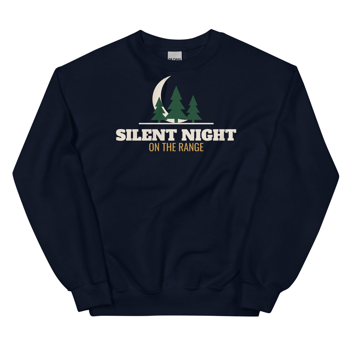 Silent Night On The Range Christmas Crewneck Sweatshirt in Navy, front view