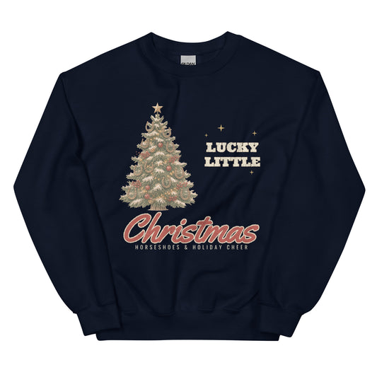 Lucky Little Christmas Western Christmas Crewneck Sweatshirt in Navy, front view