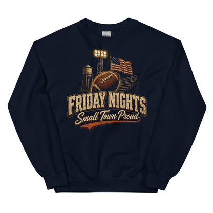 Friday Nights Small Town Proud crewneck sweatshirt in Navy, front