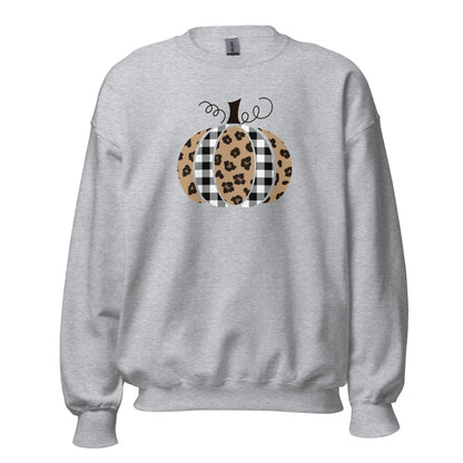 Plaid And Cheetah Print Pumpkin Unisex Sweatshirt