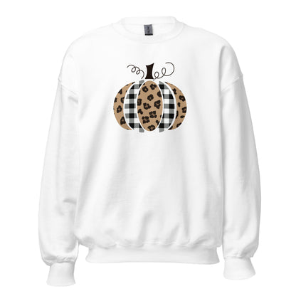 Plaid And Cheetah Print Pumpkin Unisex Sweatshirt