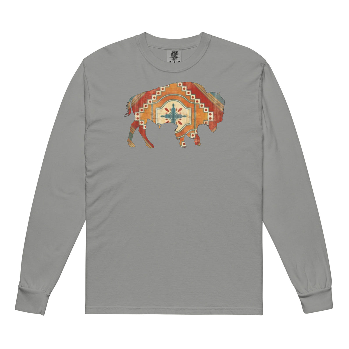 Buffalo SW Comfort Colors Long Sleeve Tee in Grey, front view