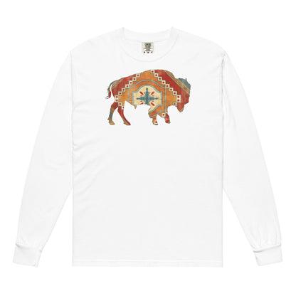 Buffalo SW Comfort Colors Long Sleeve Tee in White, front view