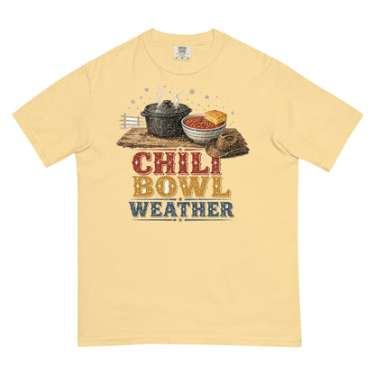 Chili Bowl Weather Comfort Colors tee in Butter, front
