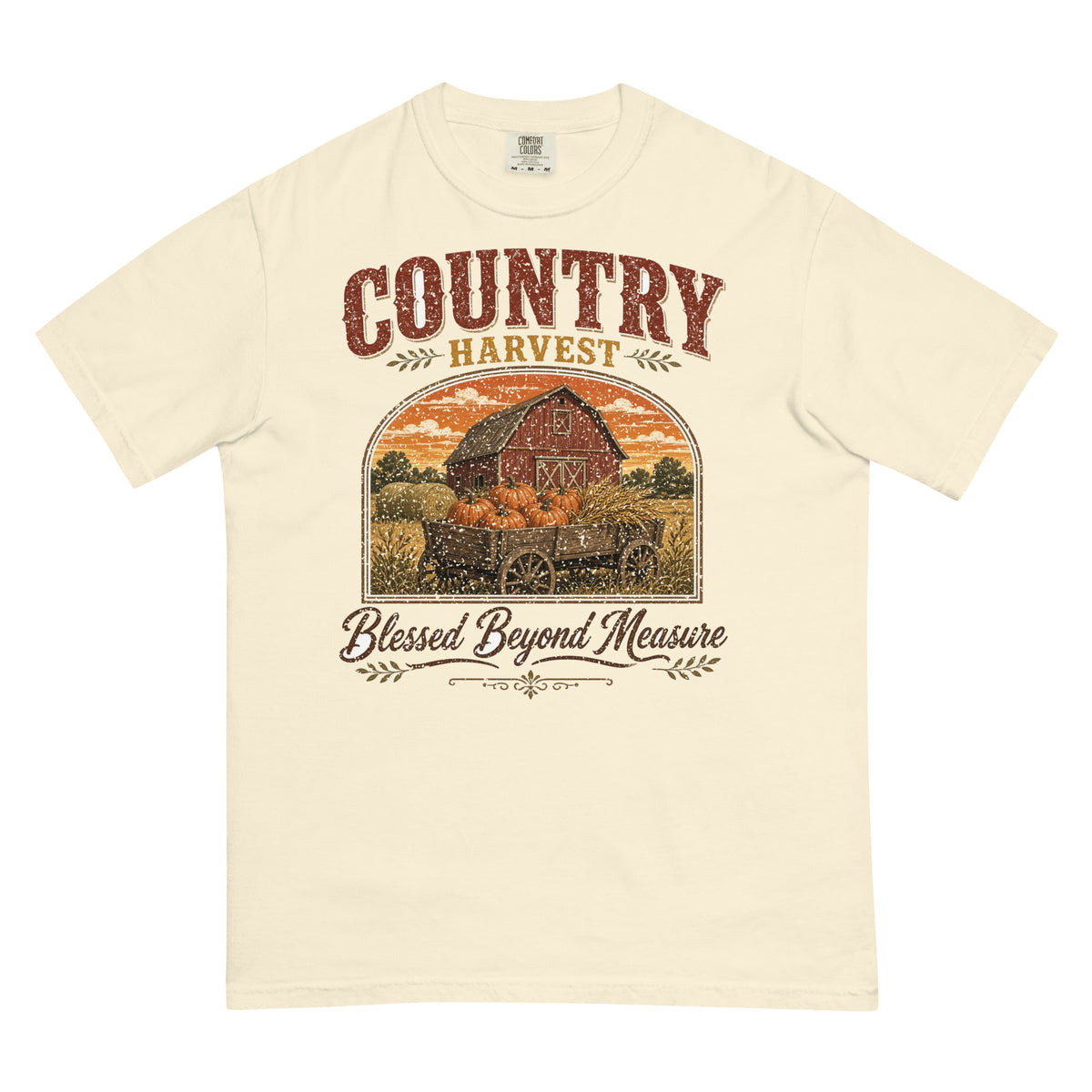 Country Harvest Blessed Beyond Measure Comfort Colors tee in Ivory, front
