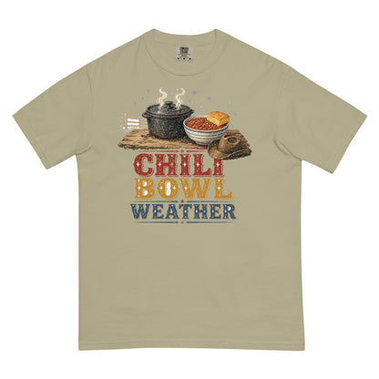 Chili Bowl Weather Comfort Colors tee in Khaki, front