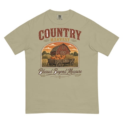Country Harvest Blessed Beyond Measure Comfort Colors tee in Khaki, front