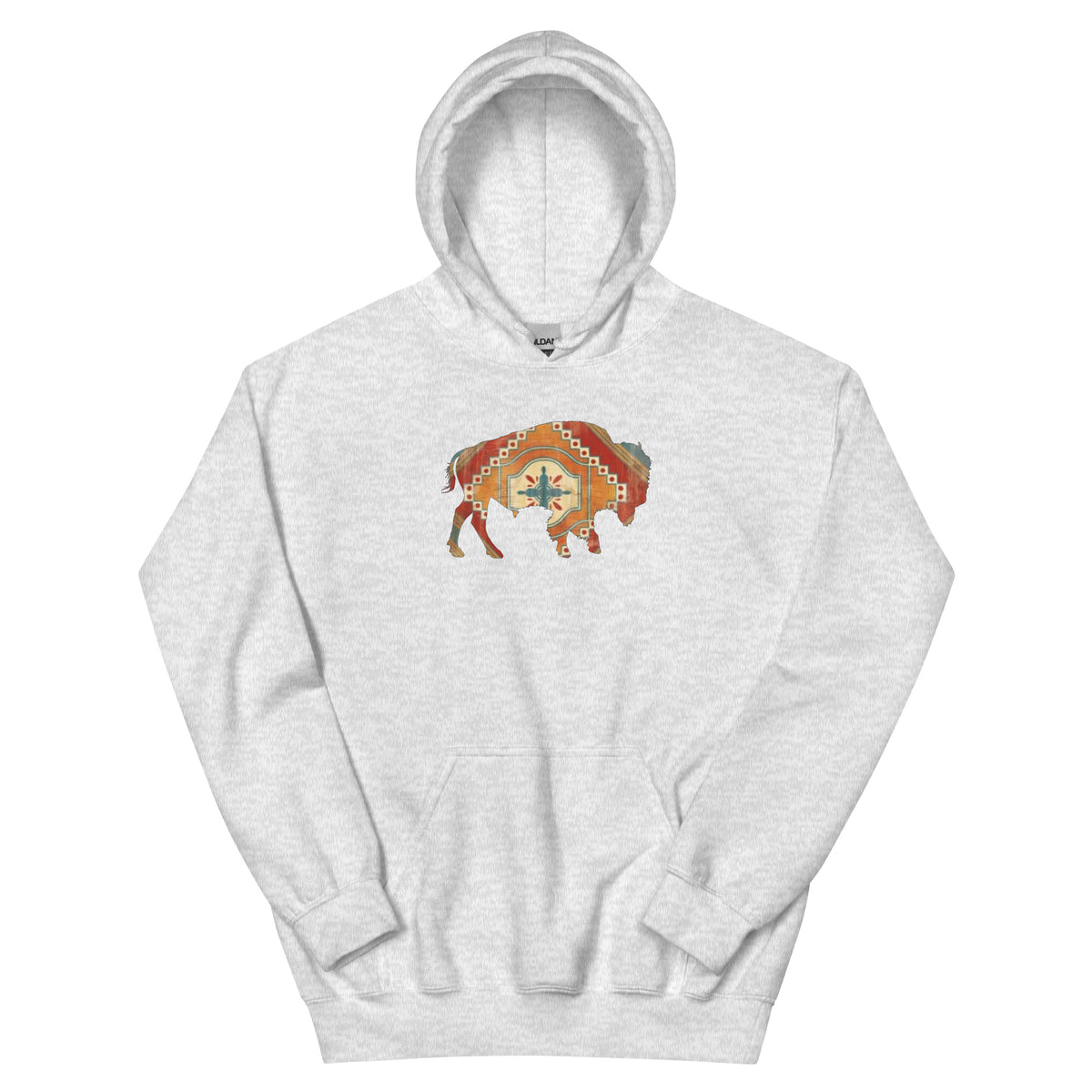 Buffalo SW Southwestern Hoodie in Ash, front view