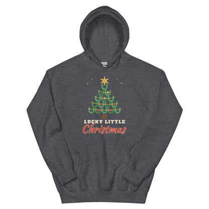 Lucky Little Christmas Western Christmas Hoodie in Dark Heather, front view