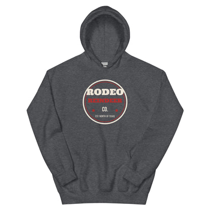 Rodeo Reindeer Co. Western Christmas Hoodie in Dark Heather, front view