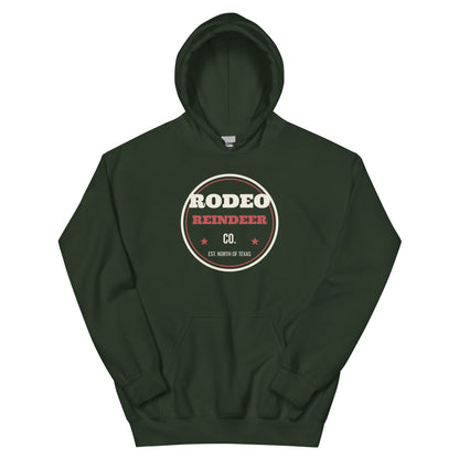 Rodeo Reindeer Co. Western Christmas Hoodie in Forest Green, front view