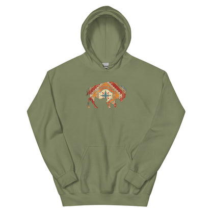 Buffalo SW Southwestern Hoodie in Military Green, front view