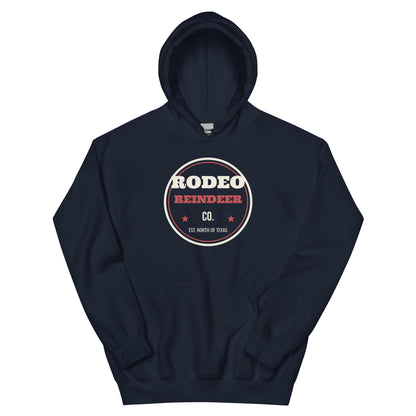 Rodeo Reindeer Co. Western Christmas Hoodie in Navy, front view