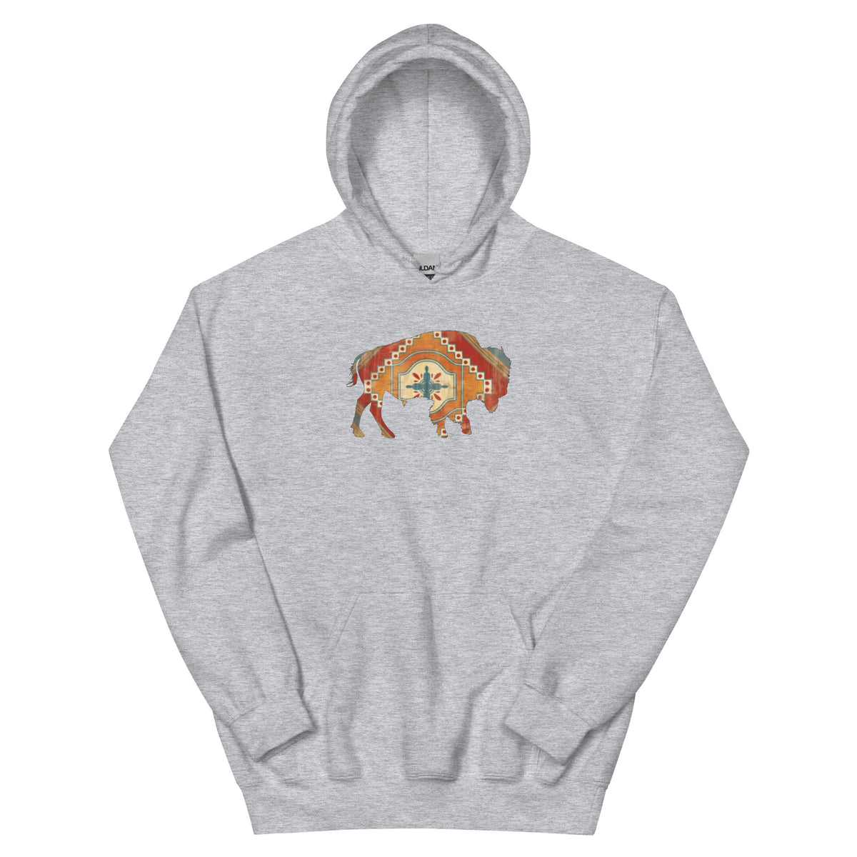 Buffalo SW Southwestern Hoodie in Sport Grey, front view