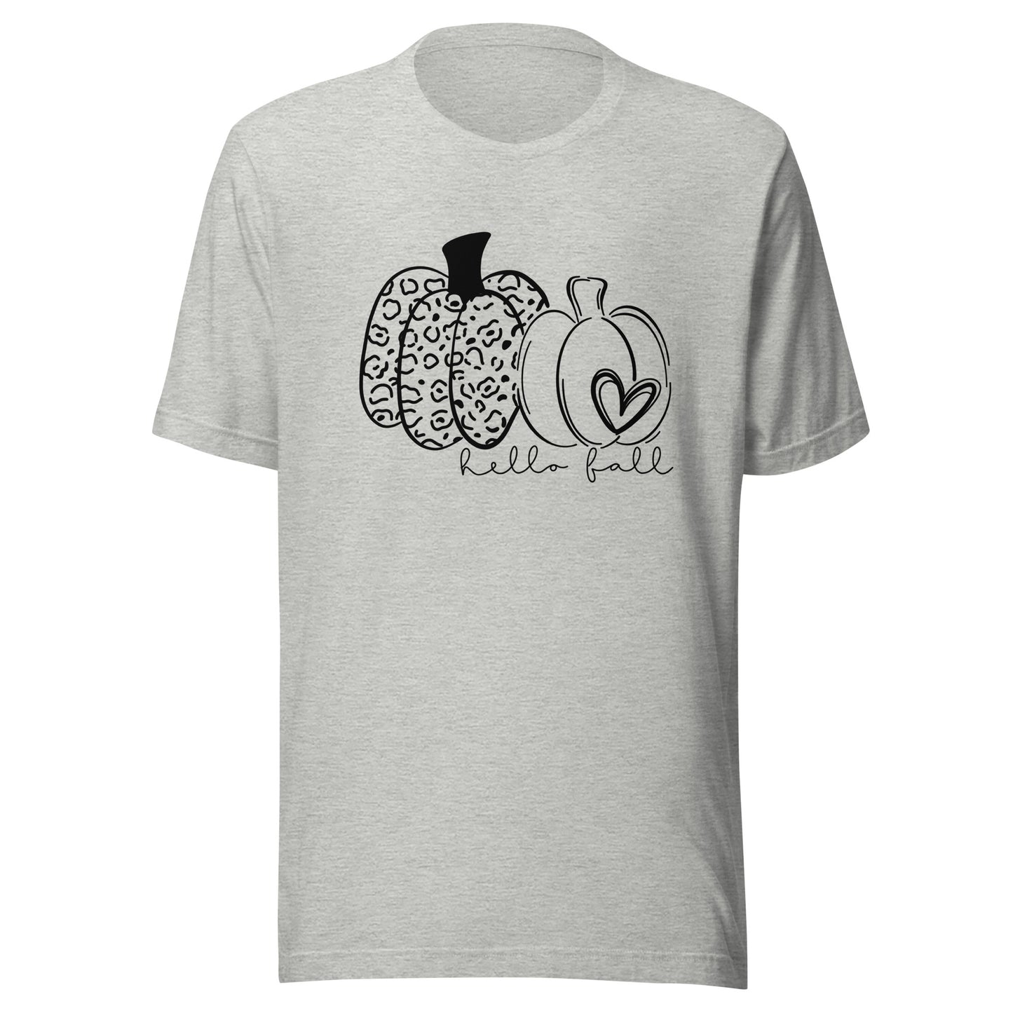 Hello Fall Two Pumpkins w Heart Short Sleeve Tee