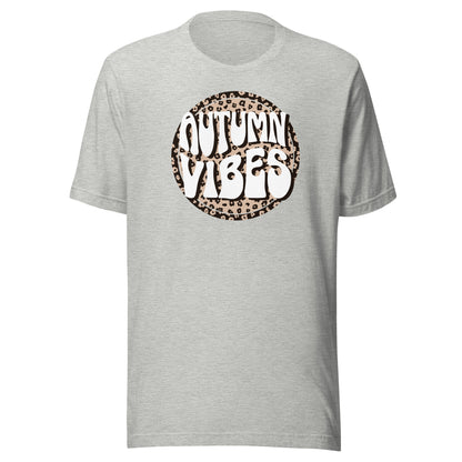 Autumn Vibes Leopard Circle Tee in Athletic Heather, front view