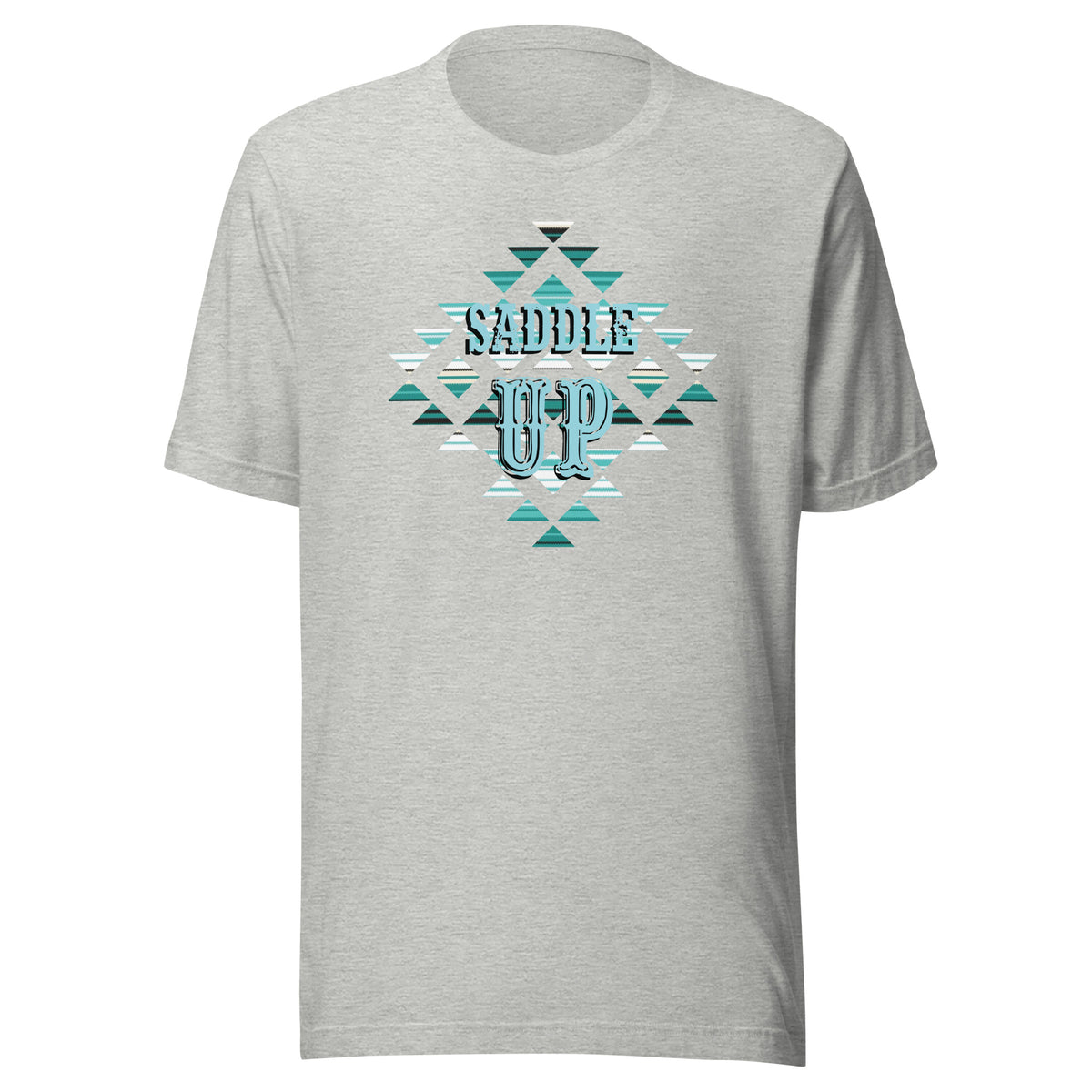 Saddle Up Aztec Tee in Athletic Heather, front view