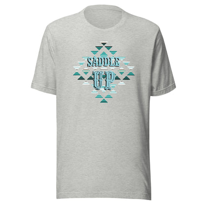 Saddle Up Aztec Tee in Athletic Heather, front view