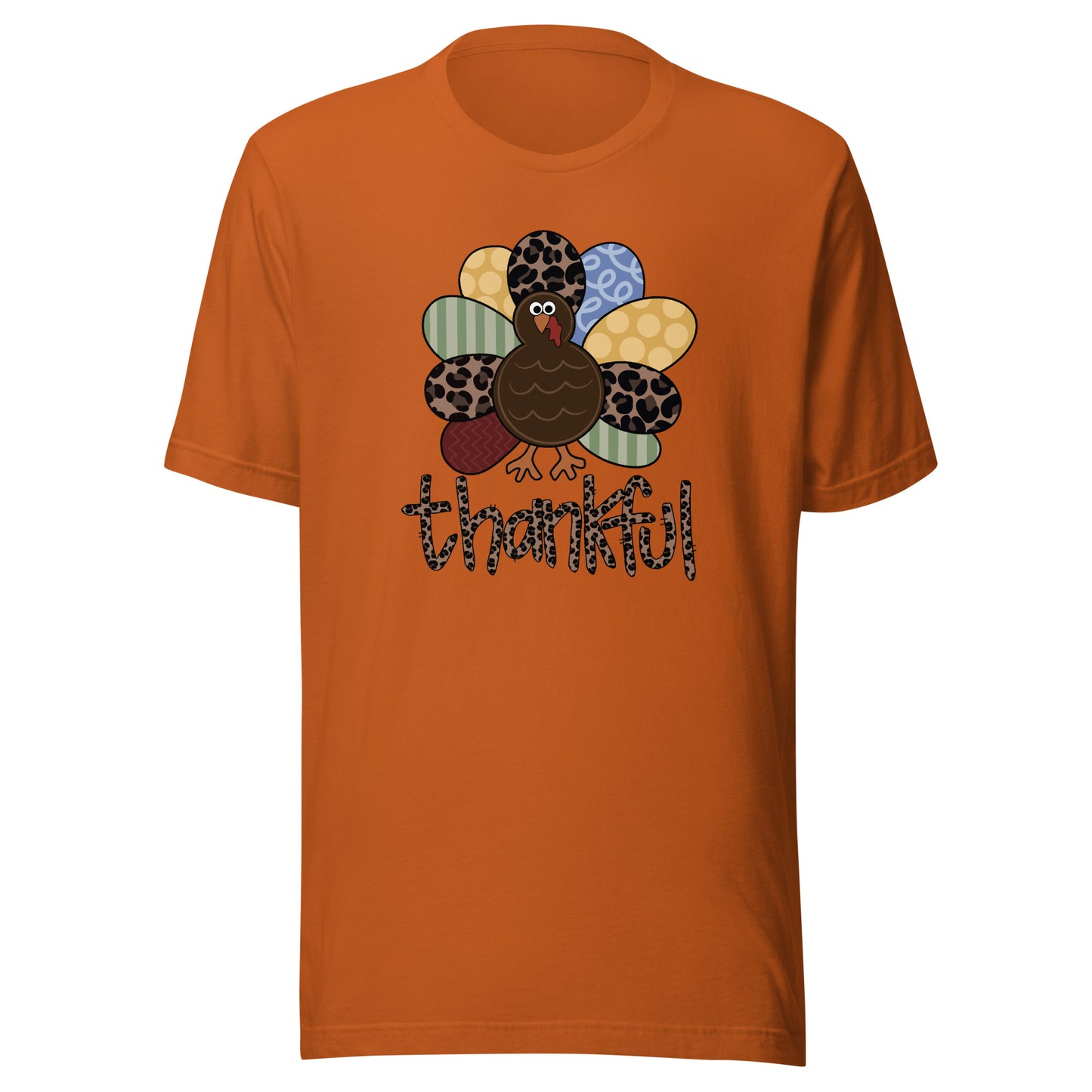 Thankful Pattern Turkey Short Sleeve Tee