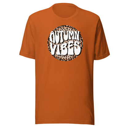 Autumn Vibes Leopard Circle Tee in Autumn, front view