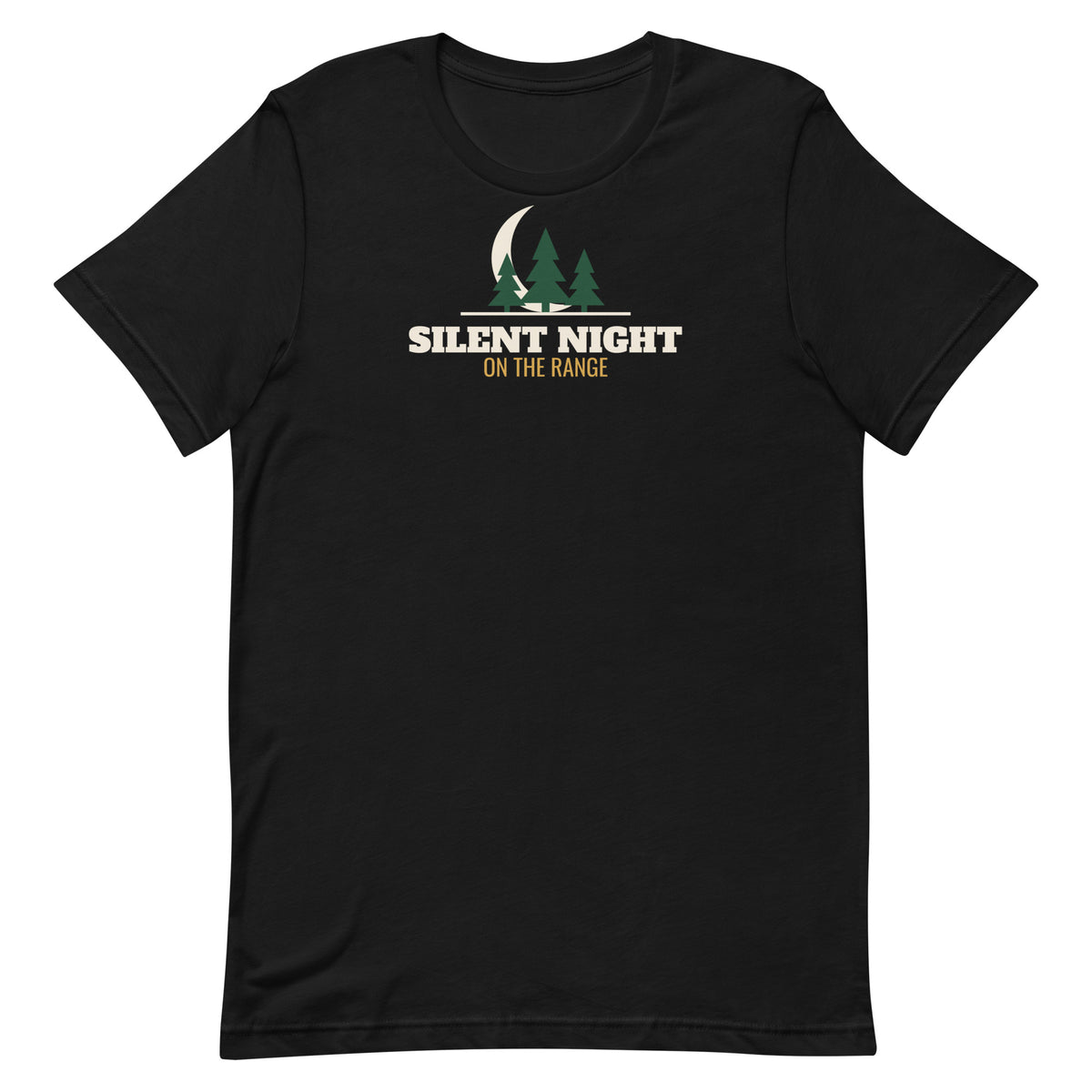 Silent Night On The Range Christmas Tee in Black, front view