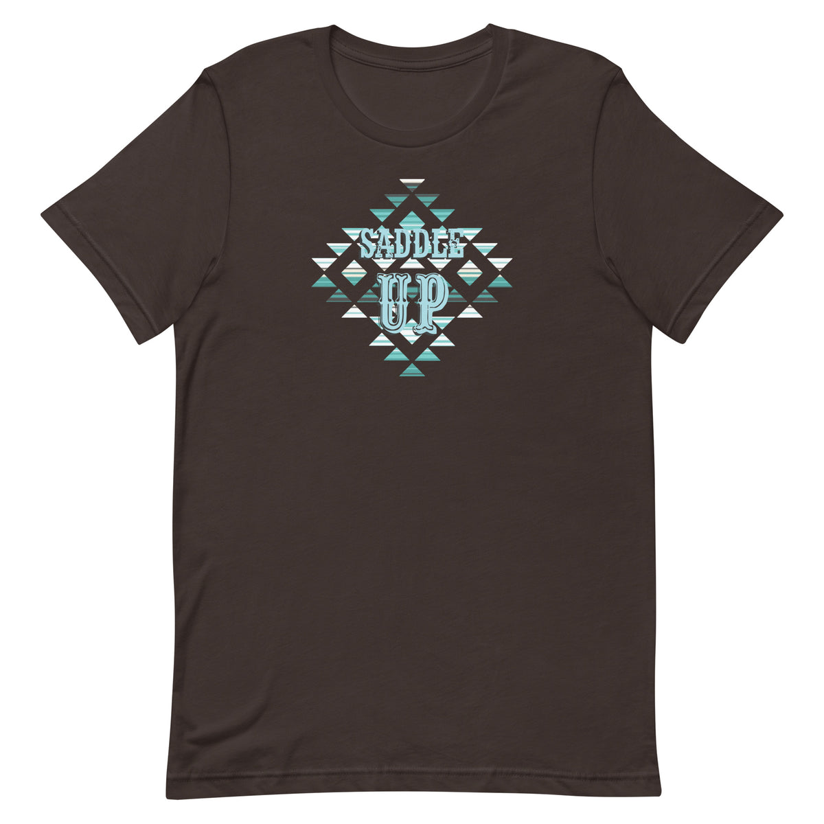 Saddle Up Aztec Tee in Brown, Bella+Canvas 3001, front view