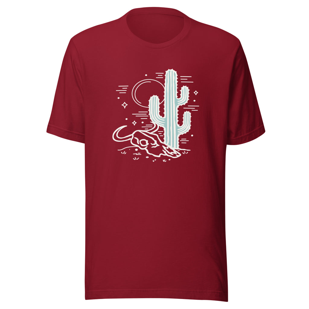 Cactus And Cow Skull Bella Canvas 3001 Tee