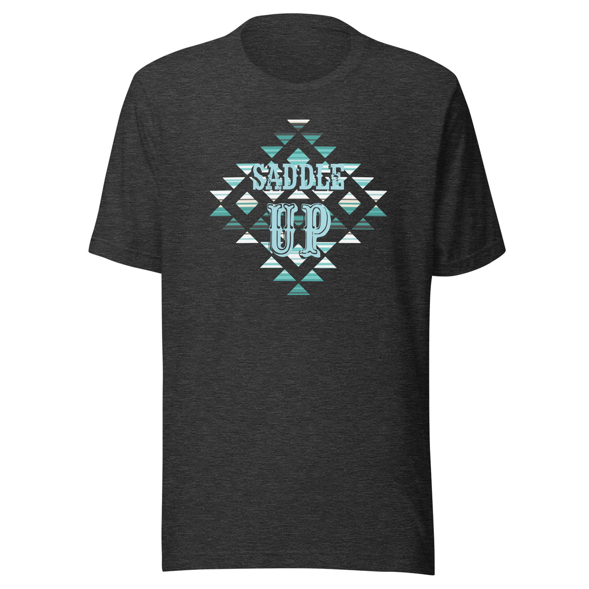 Saddle Up Aztec Tee in Dark Grey Heather, front view