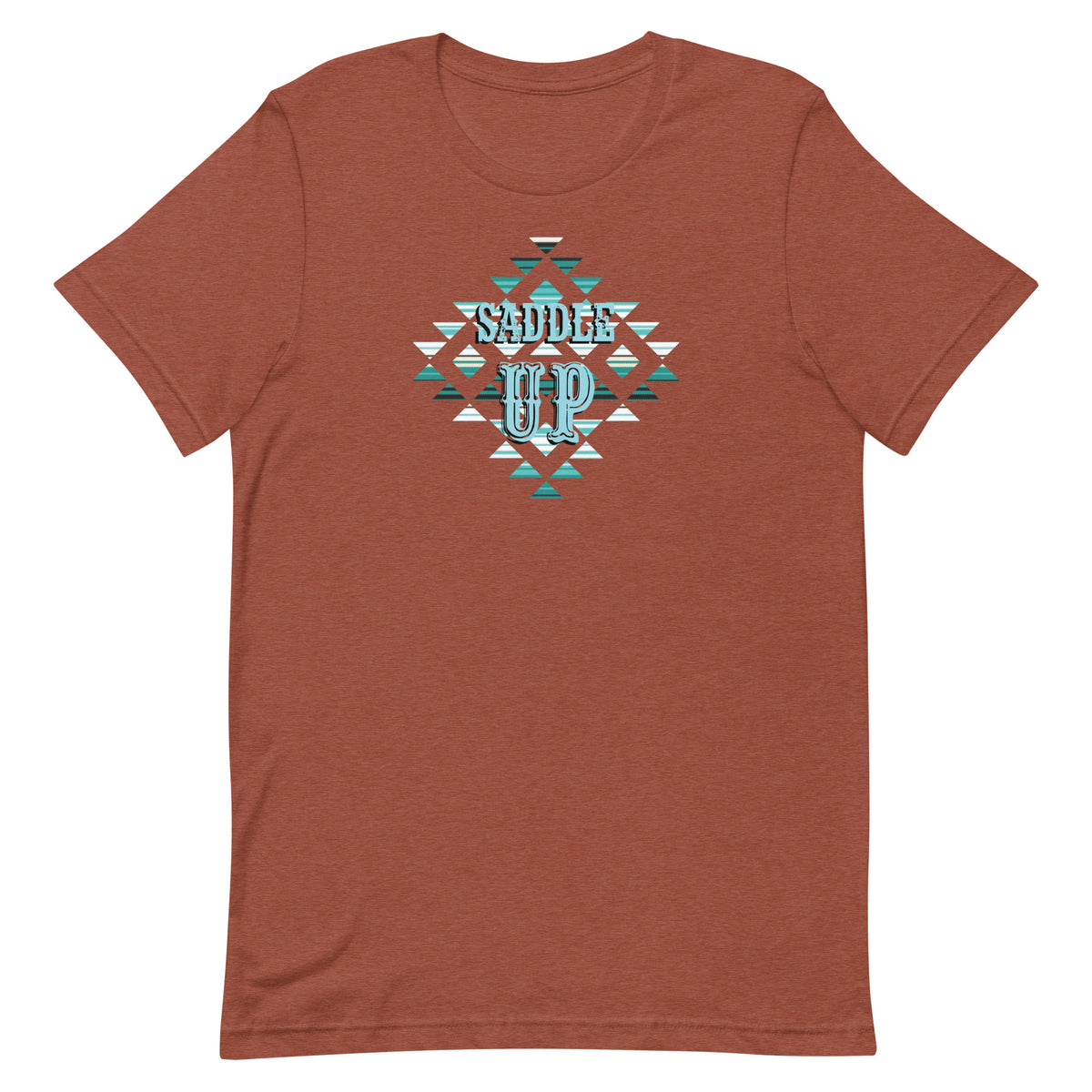 Saddle Up Aztec Tee in Heather Clay, Bella+Canvas 3001, front view