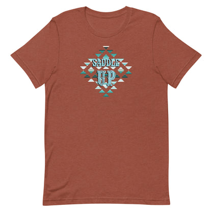 Saddle Up Aztec Tee in Heather Clay, Bella+Canvas 3001, front view